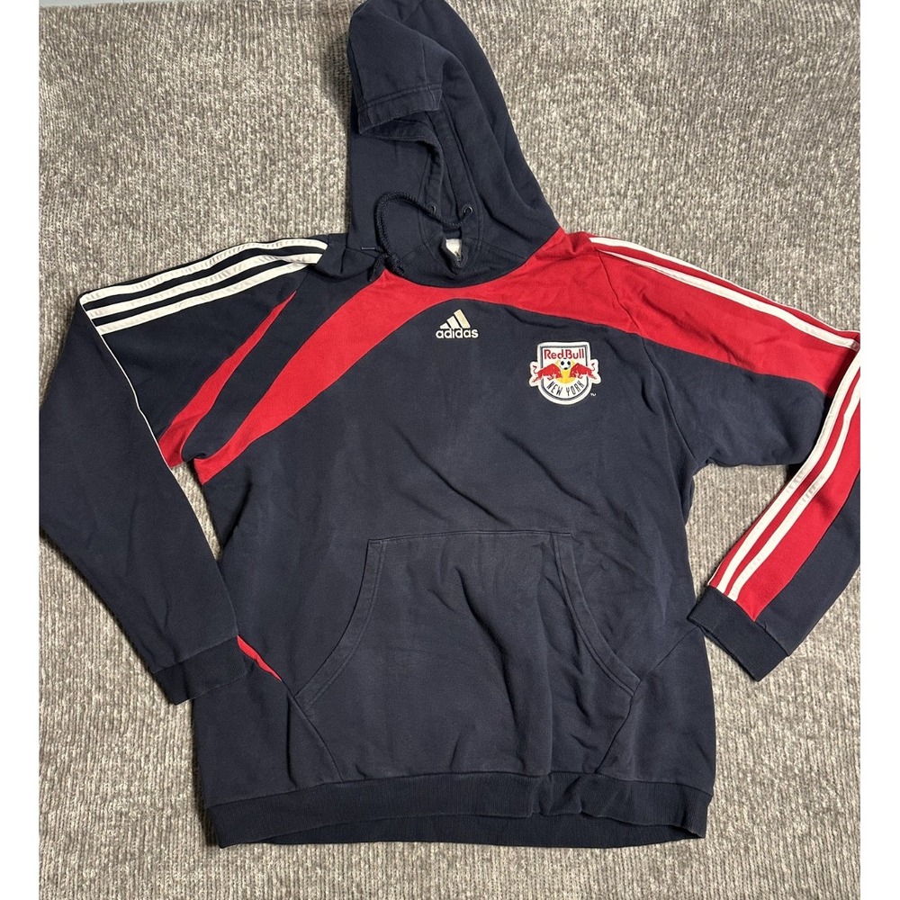 Vintage Adidas Red Bull New York Hoodie Men's 2XL Blue Red Pullover Racing
